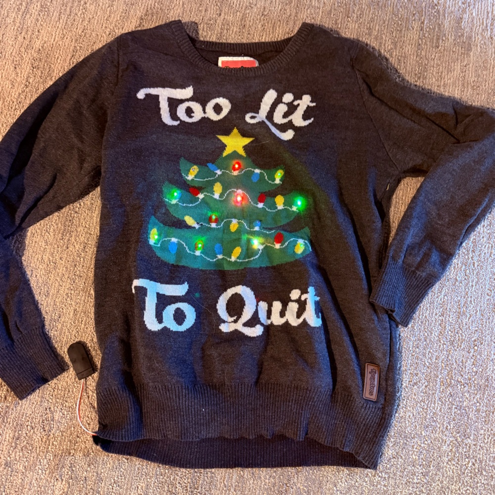 Tipsy Elves Kids Sweater - Black with Colorful Lights